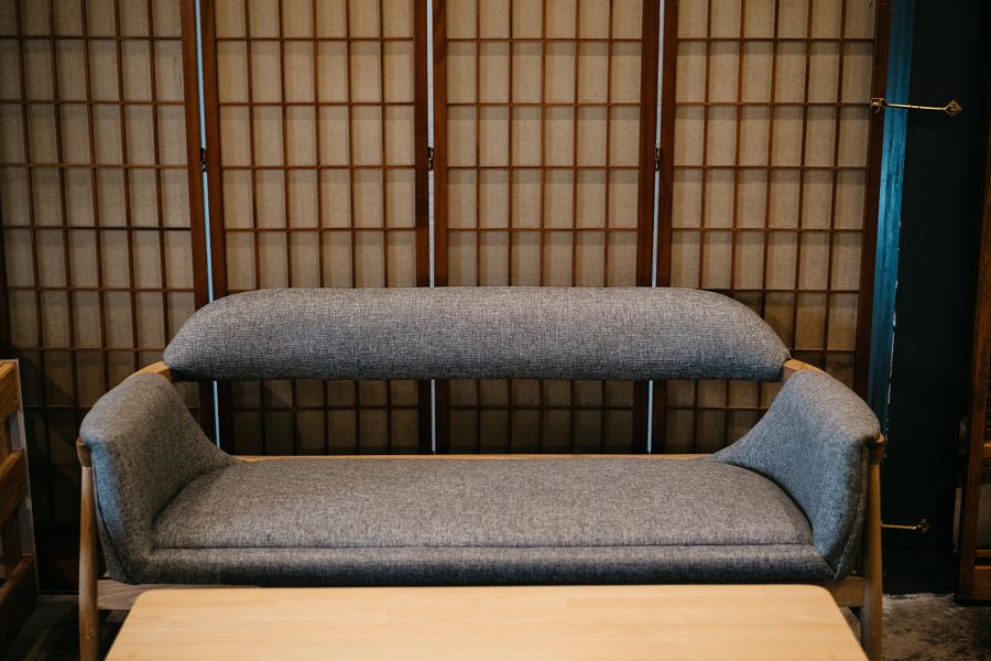 造作家具のあるリビングの一角